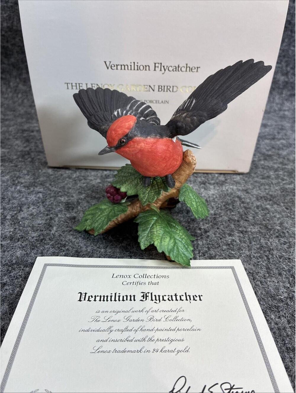 Vintage Lenox Bird Collection Vermilion Flycatcher Figurine Fine Porcelain 1993